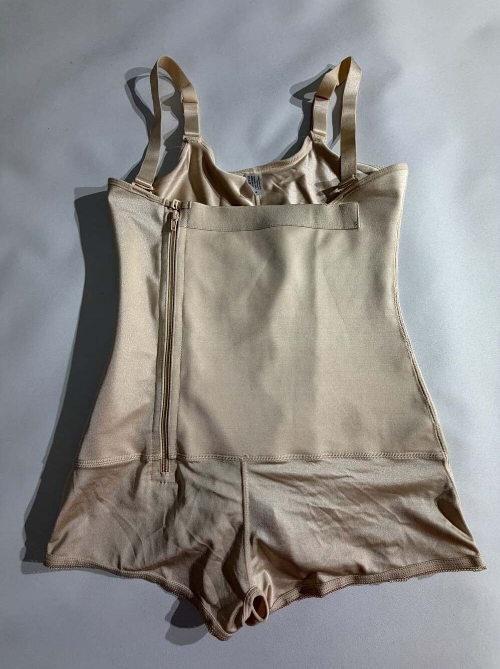 Full Body Shapewear Bodysuit Nude Beige Tummy Control Zipper Womens M